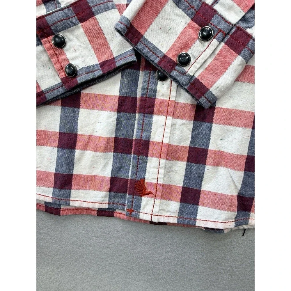 Cody James Western Plaid Pearl Snap Shirt Men’s Large Red Blue Cowboy Rodeo